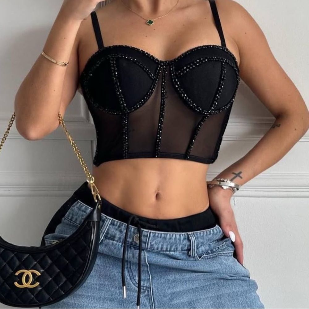 NWT Miss Rosier Endellion Crystal Emcrusted Corset Top